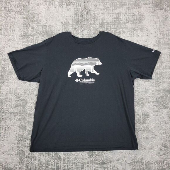 Columbia T-Shirt Mens 2XL XXL Black Graphic T Bear Mountain Graphic Portland OR - Picture 1 of 8